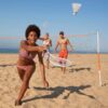Sports Badminton Net Starter Set - Includes 4 Steel Rackets, 2 Birdies, Adjustable Net and Stakes - Backyard or Beach Badminton Set - Easy Net Setup