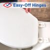Antimicrobial Elongated Wood Toilet Seat with Easy-off Hinges