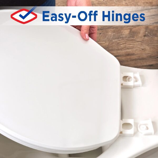 Antimicrobial Elongated Wood Toilet Seat with Easy-off Hinges