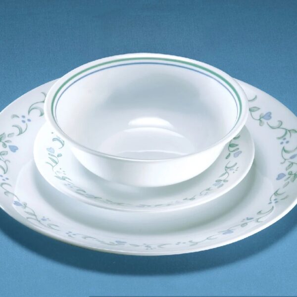 Country Cottage, White and Green Round 12-Piece Dinnerware Set