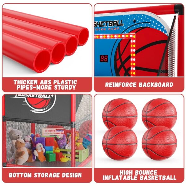 Kids Arcade Basketball Game, Indoor/Outdoor Basketball Hoop With 4 Balls, Basketball Game Toys Gifts for Boys and Girls (Blue)