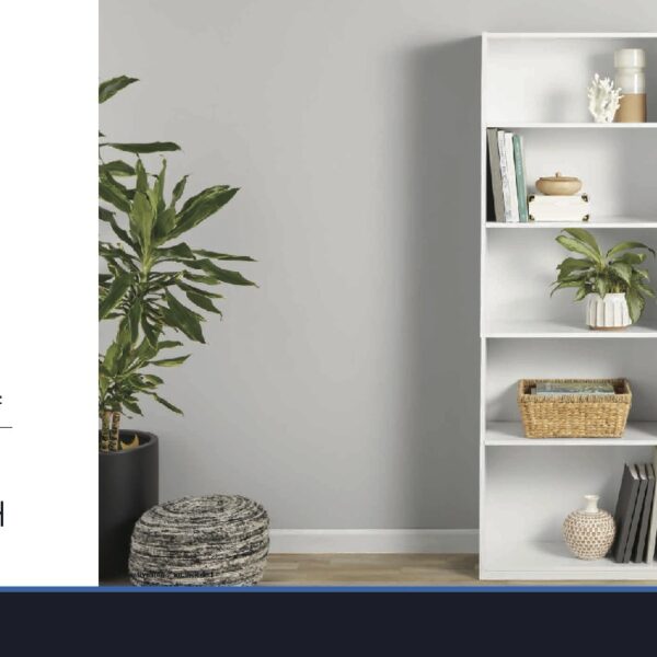 5-Shelf Bookcase with Adjustable Shelves, White