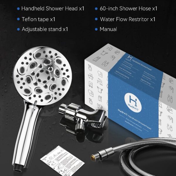 High Pressure Handheld Showerhead, 10 Spray Modes, with 60