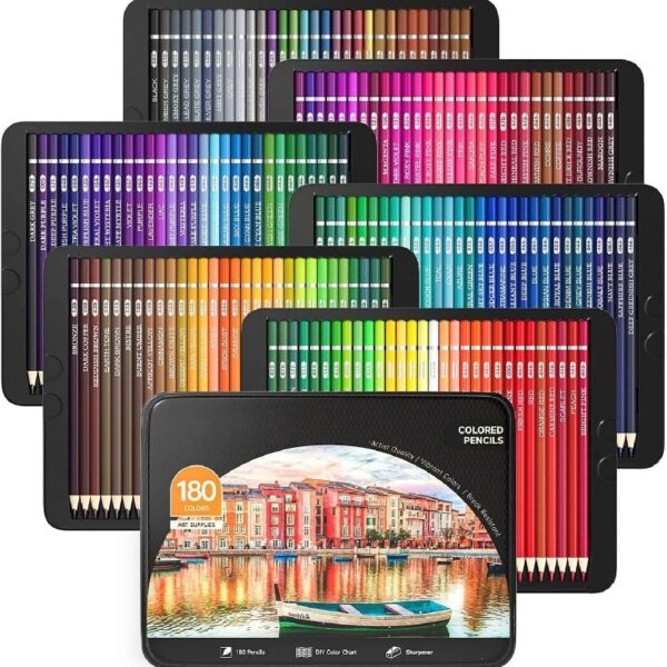 180 Colored Pencils, Shuttle Art Soft Core Coloring Pencils Set with 4 Sharpeners, Professional Color Pencils for Artists Kids Adults Coloring Sketching and Drawing