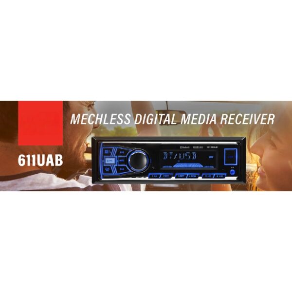 611UAB Car Stereo - Single Din, Bluetooth, No CD DVD Player, AM/FM Radio Receiver, Aux Input, USB
