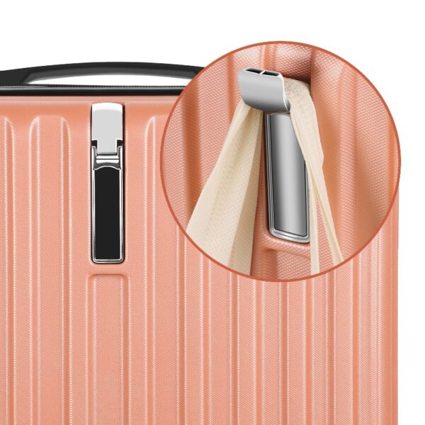 2PCS Luggage Two Piece Rolling Luggage Set Lightweight With Hook 20″ + 14″ Rose Gold