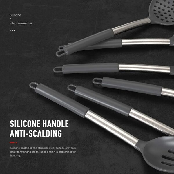 Silicone Cooking Utensils Set - Heat Resistant Stainless Steel Kitchen Utensils, Baking Tools Kitchen Gadgets,Turner, Tongs,Spatula,Spoon,Brush,Whisk,Non-Stick, Dishwasher Safe,BPA FREE (Khaki)