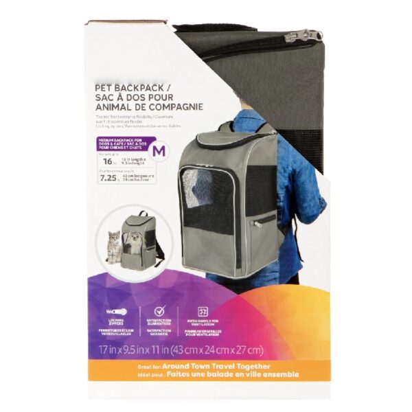 TrustyPup Medium Cat & Dog Travel Pet Backpack, Gray, 16 lb Limit