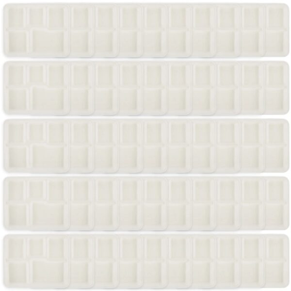 Compostable 5 Compartment Plates,50Pack Disposable Paper Plates,Heavy-Duty Biodegradable Sugarcane Plates,Eco-Friendly School Lunch Trays