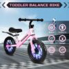 Kid Balance Bike, 12'' Toddlers Training Bicycle for 2-5 Years Old Boys Girls, Lightweight with Lighting up Wheels, Bule