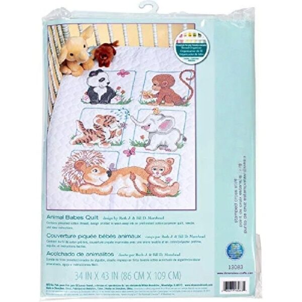 Animal Babies Quilt Stamped Cross-Stitch Kit, 34