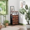 Nightstand,Vertical Dresser with Fabric Chest of Drawers & Storage for Bedroom,Living Room,White
