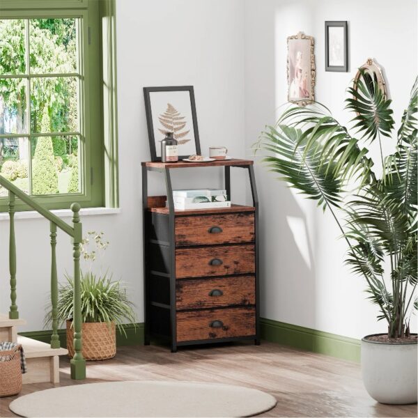 Nightstand,Vertical Dresser with Fabric Chest of Drawers & Storage for Bedroom,Living Room,White