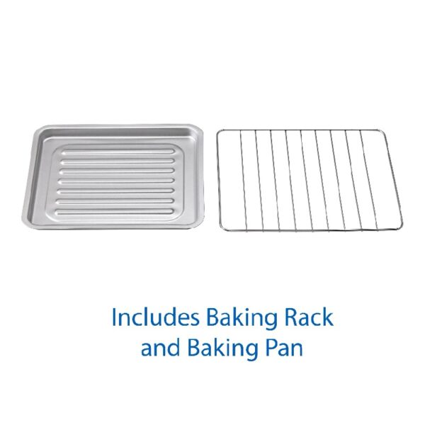 4 Slice Countertop Toaster Oven with 3 Settings, includes Baking Rack and Pan, Black, New