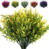 RECUTMS 20 Bundles Outdoor Artificial Plant UV Resistant Fake Plants, Faux Plastic Greenery for Indoor Outside Hanging Plants Garden Porch Window(White)