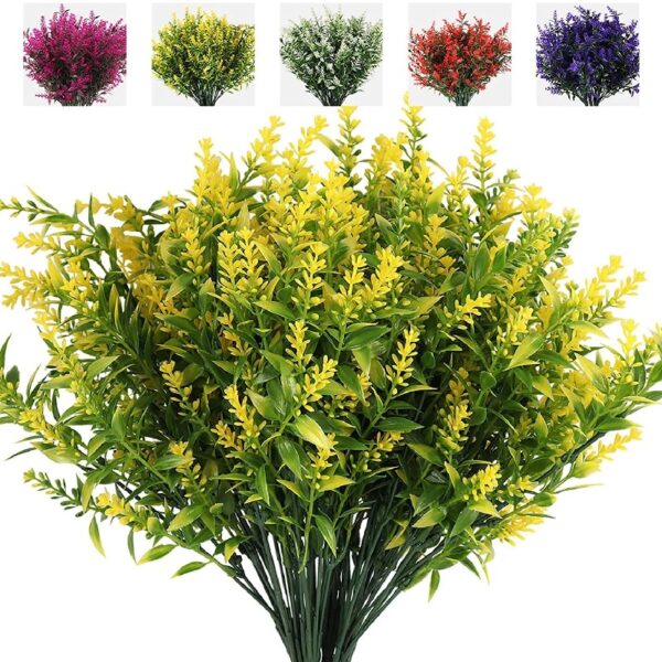 RECUTMS 20 Bundles Outdoor Artificial Plant UV Resistant Fake Plants, Faux Plastic Greenery for Indoor Outside Hanging Plants Garden Porch Window(White)
