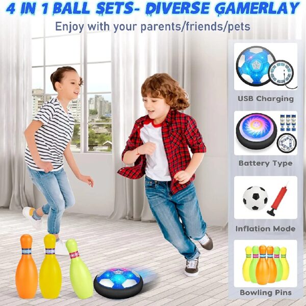 3-in-1 LED Soccer Hockey Bowling Set Indoor/Outdoor Toys, Gifts for 3 4 5 6 7 8+ Years Boy Girl