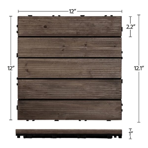 12'' x 12'' Fir Wood Flooring Tiles 11sq ft Coverage Area, 11 Pieces, Brown