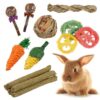 14Pcs Rabbit Toy for Teeth, Bunny Toys, Rabbit Chew Toys, Bunny Chew Toys for Teeth, Loofah Wood Sticks Ball Toys for Rabbits, Guinea Pig, Chinchilla
