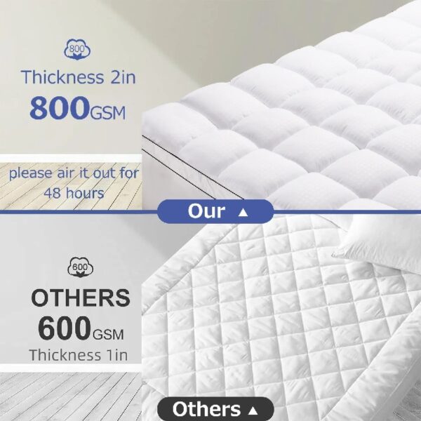 Extra Thick Queen Mattress Topper, Cooling Mattress Pad Cover, 2