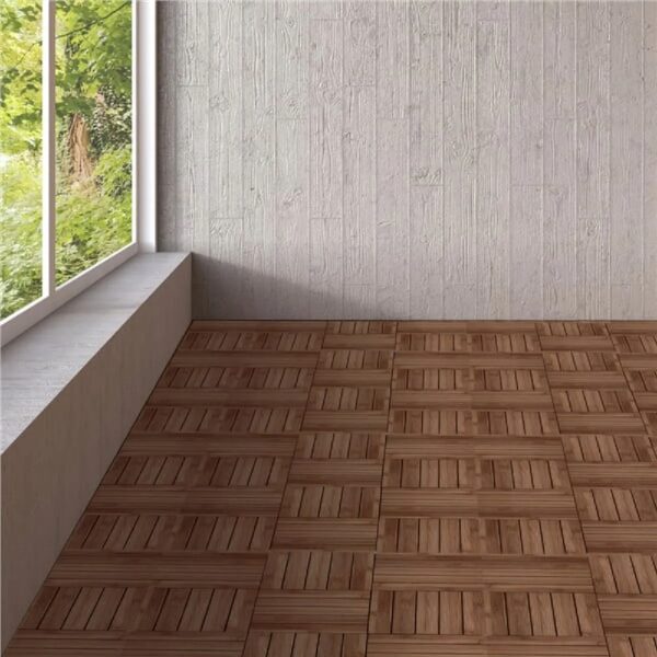 12'' x 12'' Fir Wood Flooring Tiles 11sq ft Coverage Area, 11 Pieces, Brown