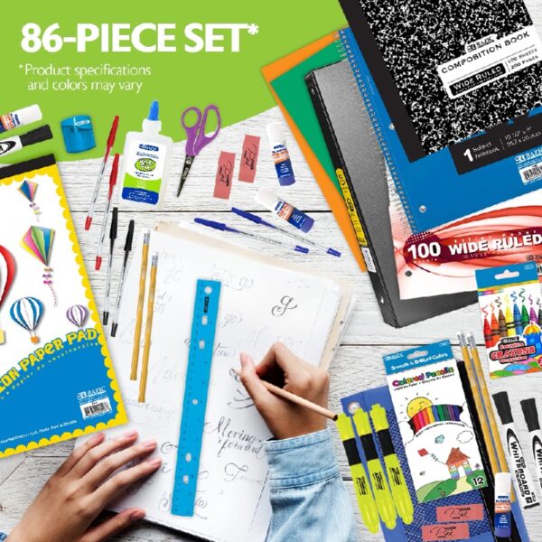 BAZIC School Kit Supplies Kit 86 Count, Bazic Products School Supplies Composition Books for Student 3-6 Grades, Spec May Vary, 1-Pack