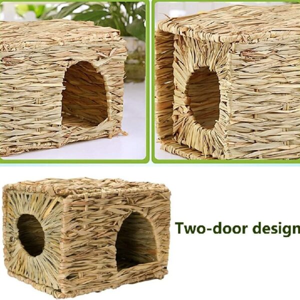 Tfwadmx Rabbit Grass House, Extra Large - Natural Hand Woven Seagrass Play Hay Bed, Hideaway Hut Toy for Bunny Hamster Guinea Pig Chinchilla Ferret