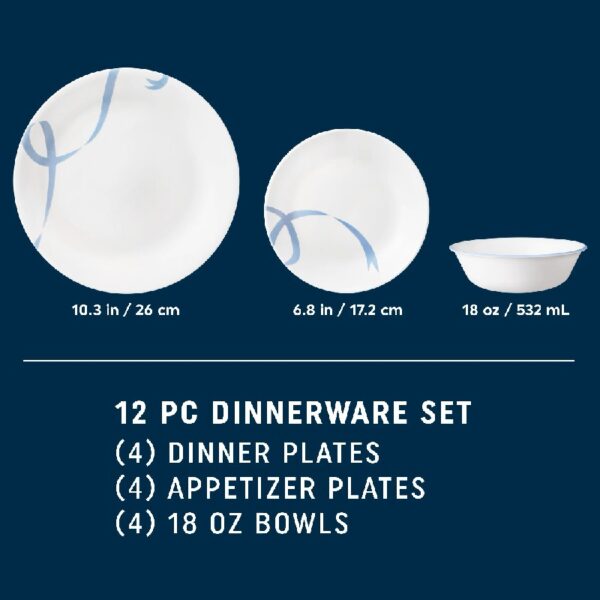 Blue Ribbons 12-Piece Glass Dinnerware Set (Service for 4)