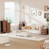 Nightstand,Vertical Dresser with Fabric Chest of Drawers & Storage for Bedroom,Living Room,White