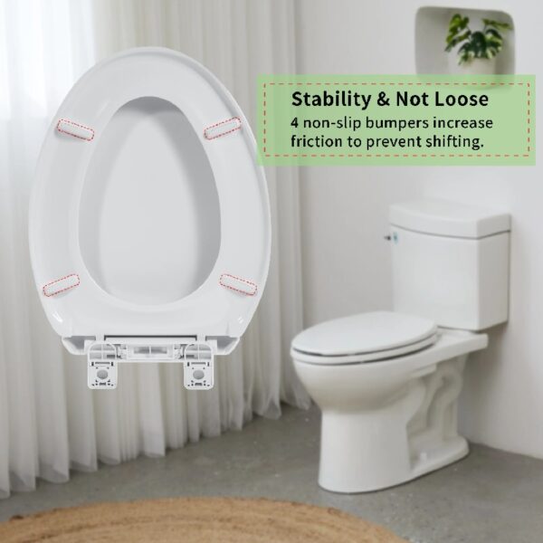 Oval Plastic Toilet Seat Soft Close in White, No Slam & Easy to Clean