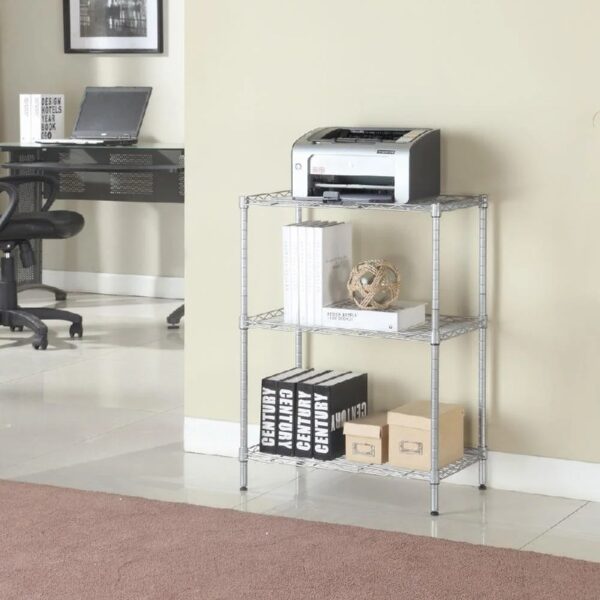 3-shelf Wire Shelving,  Adjustable Storage Rack Unit, Microwave Bakers Rack Garage Kitchen Organizer, Capacity for 200 lbs
