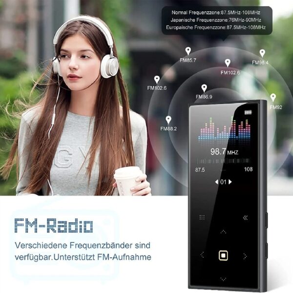 D22 Portable MP3 Player/Black 32GB FM 1.8''/Touch Button/5.0 Bluetooth/Multilingual
