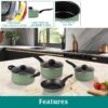 7 Piece Non Stick Aluminium, Pots and Pans Cookware Set, Black
