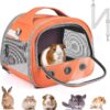 Bearded Dragon Travel Carrier, Portable Guinea Pig Carrier Bag Tortoise Carrier Pouch for Bunny Hamster Chinchilla Hedgehog Lizard Bird Outgoing Reptile Travel Carrying Case - Grey