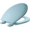 Round Enameled Wood Toilet Seat in White with Easy·Clean Hinge