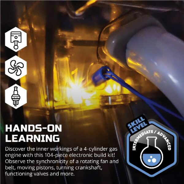 Discovery™ #Mindblown Model Engine Kit, with Moving Motor Parts And LED Lights