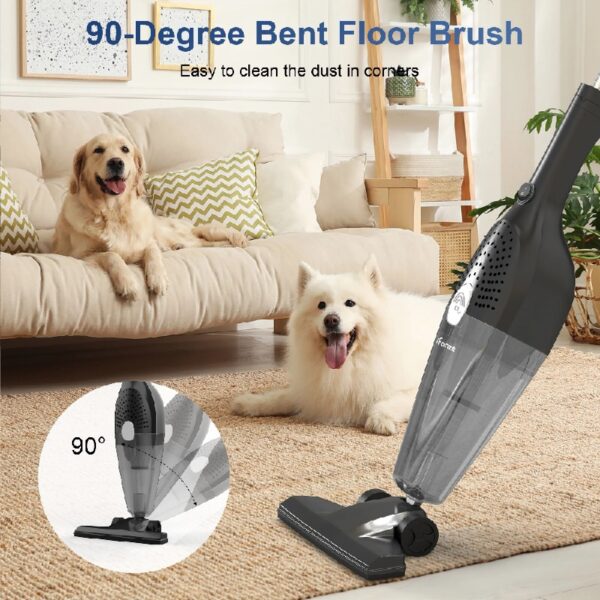 25Kpa Corded Stick Vacuum Cleaner with Powerful Suction, 3-in-1 Lightweight Handheld Vacuum Cleaner for Home Carpet Pet Hair, Black Grey, BR602