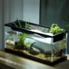 Home Betta Fish Tank Aquarium Fish Tank Kit With Transparent Cover LED Light Ecological Cycle System Heating Desktop Aquarium
