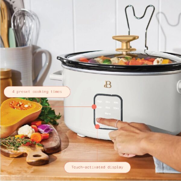 4Qt Slow Cooker with Touch-Activated Display, White Icing by Drew Barrymore