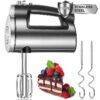 Hand Mixer Electric 6 Speed 300w Turbo Kitchen Handheld Mixer Self-Control Speed Stainless Steel for Easy Whipping Dough, Cream, Cake