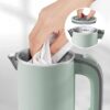 Travel Electric Tea Kettle with Auto Shut-Off & Boil Dry Protection, 304 Stainless Steel Mini Portable Water Boiler, 0.8 L Fast Heating Coffee Kettle, Perfect Holiday Gifts Black
