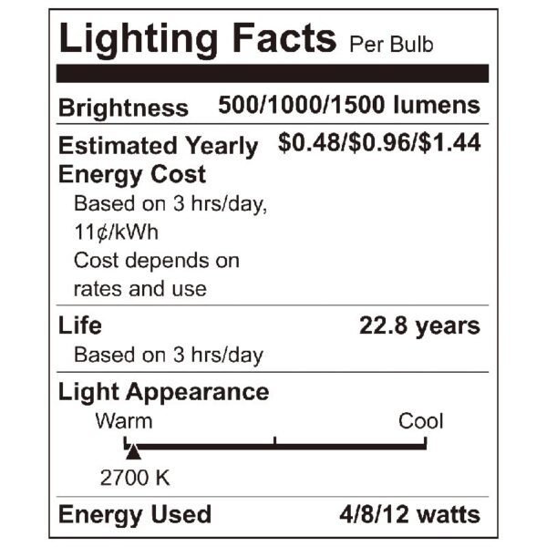 A19 3-Way LED Light Bulb, 40/60/100 Watts Tunable, Soft White, E26 Medium Base (4 Pack)