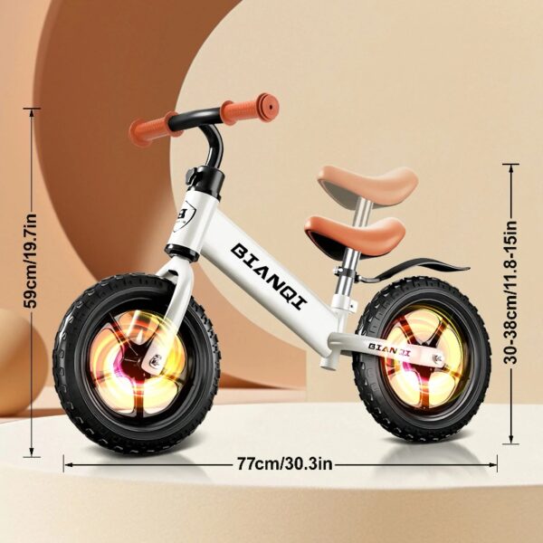 Kid Balance Bike, 12'' Toddlers Training Bicycle for 2-5 Years Old Boys Girls, Lightweight with Lighting up Wheels, Bule