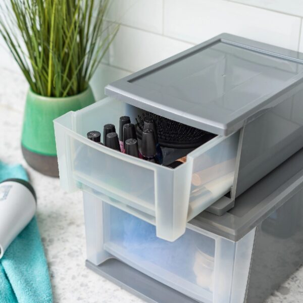 7 Qt Small Plastic Drawers, Under Bed Storage Bins, Stackable, Modular 5Pk