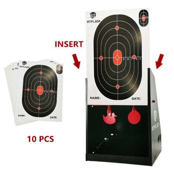 7 x 9 Inch BB Gun Target Trap with 10pcs Paper Target and Spinning Shooting Targets for Airsoft Pellet