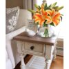 Artificial Flowers Tiger Lily with Vase Gradient Orange Lilies Silk Faux Flowers Arrangements in Glass Vase with Faux Water Fake Floral Bulk Bouquet for Home Decor Office Table Centerpiece Decoration