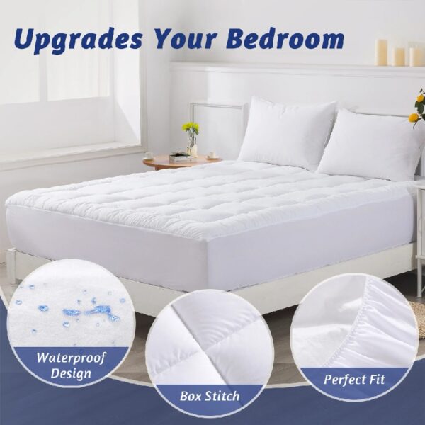 Queen Size Mattress Topper,400TC 100%Cotton Cooling Mattress Pad Cover Extra Thick Alternative Fill Pillow Top Cooling Bed Topper and Hotel Mattress Protector