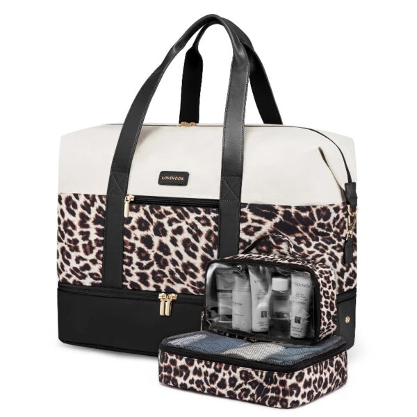Travel Duffel Bag for Women, Large Weekender Overnight Bag, Carry-on Gym Bag with Separate Shoes Compartment, Mom Hospital Bags for Labor and Delivery with 2 Packing Cubes