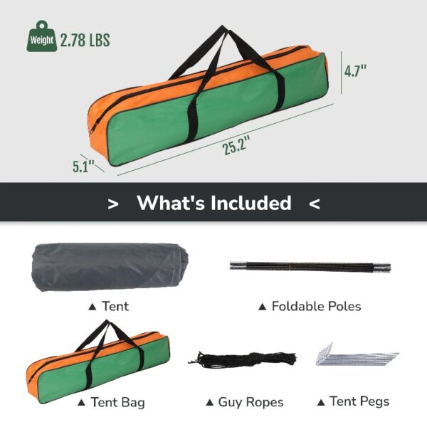 All Season Single Person Oxford Fabric Instant Tent, Orange & Green