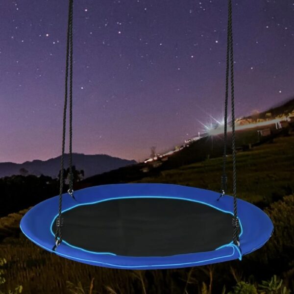 40” Tree Swing with LED Lights for Kids Adults, Indoor Outdoor Flying Saucer Swing with Adjustable Multi-Strand Hanging Ropes for Tree, Backyard, Playground ,Colorful